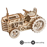 Robotime Vintage DIY Mechanical Gear Drive Tractor 3D Puzzle Wooden Educational Toy Model Building Kit Gift for Children Adult  