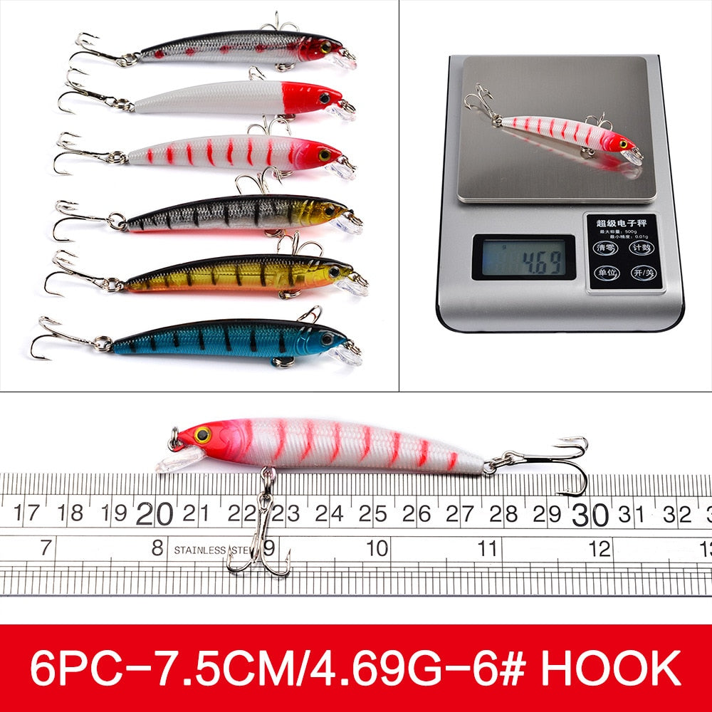 New 56 Pcs / lot Mixed Set Kit Fishing Bait Wobbler Crank Bait Swim Bait With Hook Treble Spinner Quality Professional Fishing