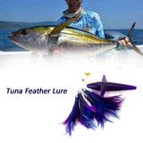 Feather Trolling Skirt Tuna Lure for Big Game Fishing Rigged with Stainless Steel Hook Assorted Colors with Bird Teaser8.6