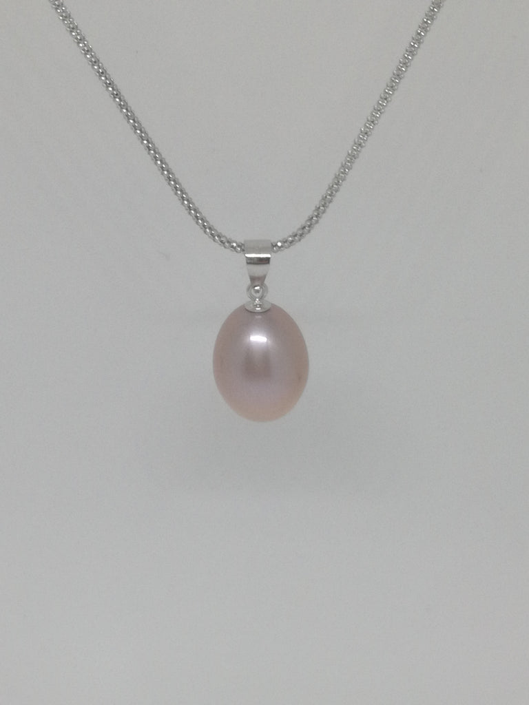 Natural Pink Freshwater Pearl Pendant with 925 Sterling Silver Necklace