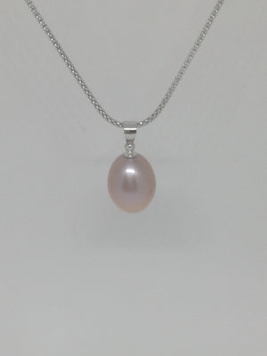 Natural Pink Freshwater Pearl Pendant with 925 Sterling Silver Necklace