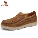 CAMEL Men's Shoes Genuine Leather Shoes Men Breathable Lightweight England Cow Leather Casual Shoes Men Flats Male Footwear