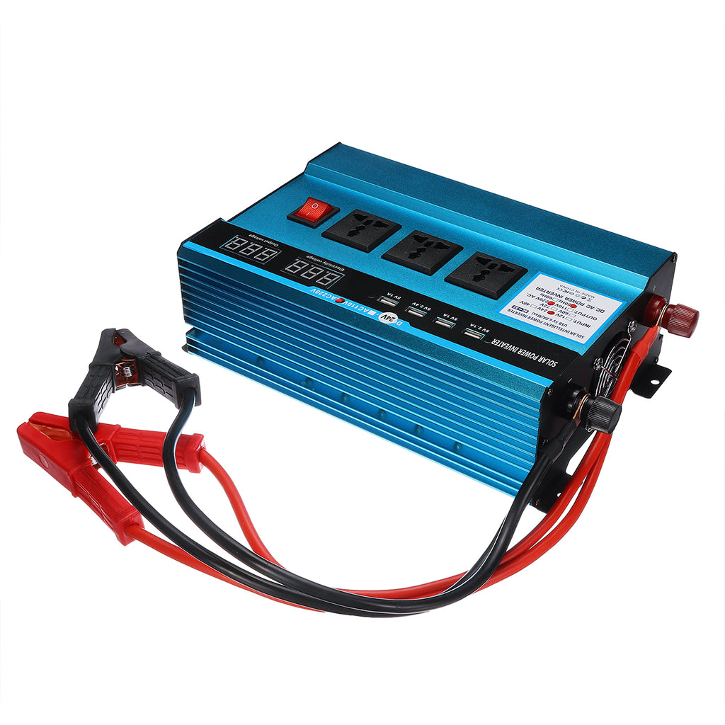 10000W Peak 4 USB Ports Digital Solar Power Inverter Vehicle Converter DC12V/24V/48V to AC220V