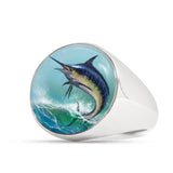 Beautiful Marlin inspired ring in gold finish or stainless Steel