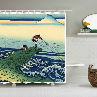 Hokusai kajikazaw kai province shower curtain