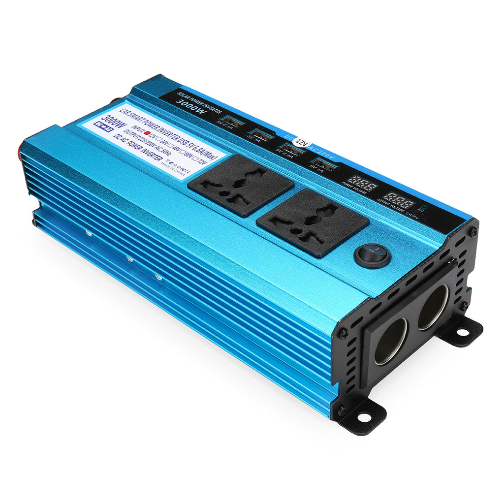 3000W LED Display Solar Power Inverter Modified Sine Wave DC 12V/24V To AC 220V Dual Screens  