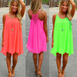 Women beach dress fluorescence female summer dress chiffon