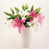 1Pc(1 flower + 2 Head  bud) Pvc Perfume Lily Fresh Style Artificial Flowers