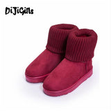 2018 women classic snow boots Knitting Wool cuff Patchwork