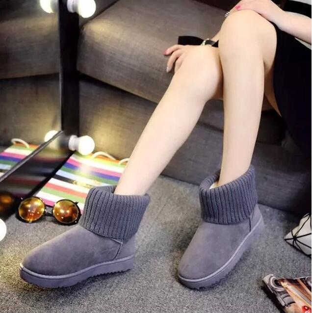 2018 women classic snow boots Knitting Wool cuff Patchwork