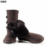 Classic Women Snow Boots Leather Winter Shoes