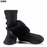 Classic Women Snow Boots Leather Winter Shoes