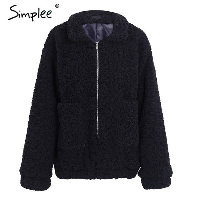 Faux lambswool over sized jacket coat