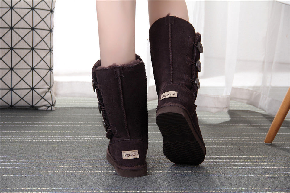 Classic Women Snow Boots Short Leather Winter Shoes Boot