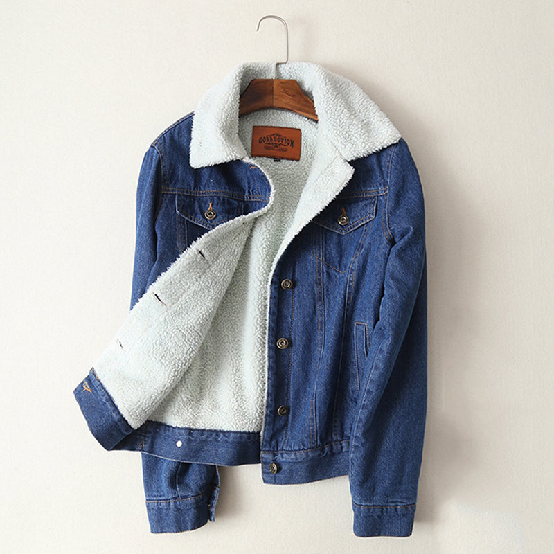 Spring Autumn Winter New 2018 Women lambswool jean Coat