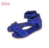 Womens Summer Sandals Flat Ankle Strap Casual Shoes Back Zipper Zip-up Fashion Footwear  AB17-1