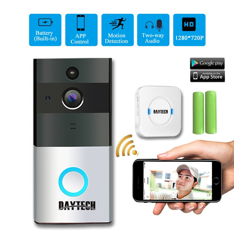 Wireless WiFi Video Doorbell Camera iOS Android Battery Powered