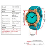 BOBO BIRD Lovers' Watches Women Wooden Men Watch Turquoise Blue Timepieces in Gift Box