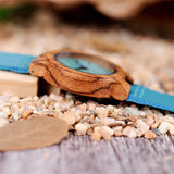 BOBO BIRD Lovers' Watches Women Wooden Men Watch Turquoise Blue Timepieces in Gift Box