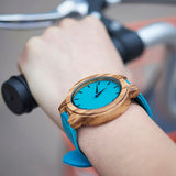 BOBO BIRD Lovers' Watches Women Wooden Men Watch Turquoise Blue Timepieces in Gift Box