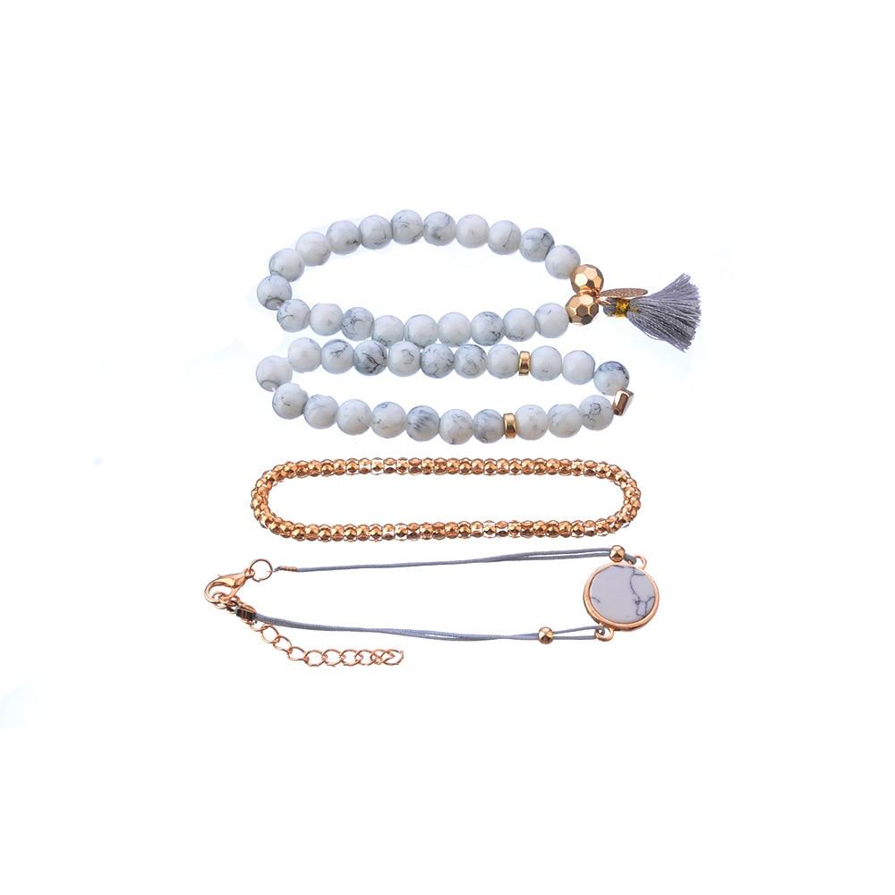 Trendy Handmade Grey Bracelet Set
